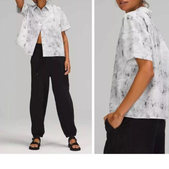Lululemon Women's  Full Day Ahead short Sleeve Shirt Aquila Rhino Grey Size 12 - Picture 1 of 8